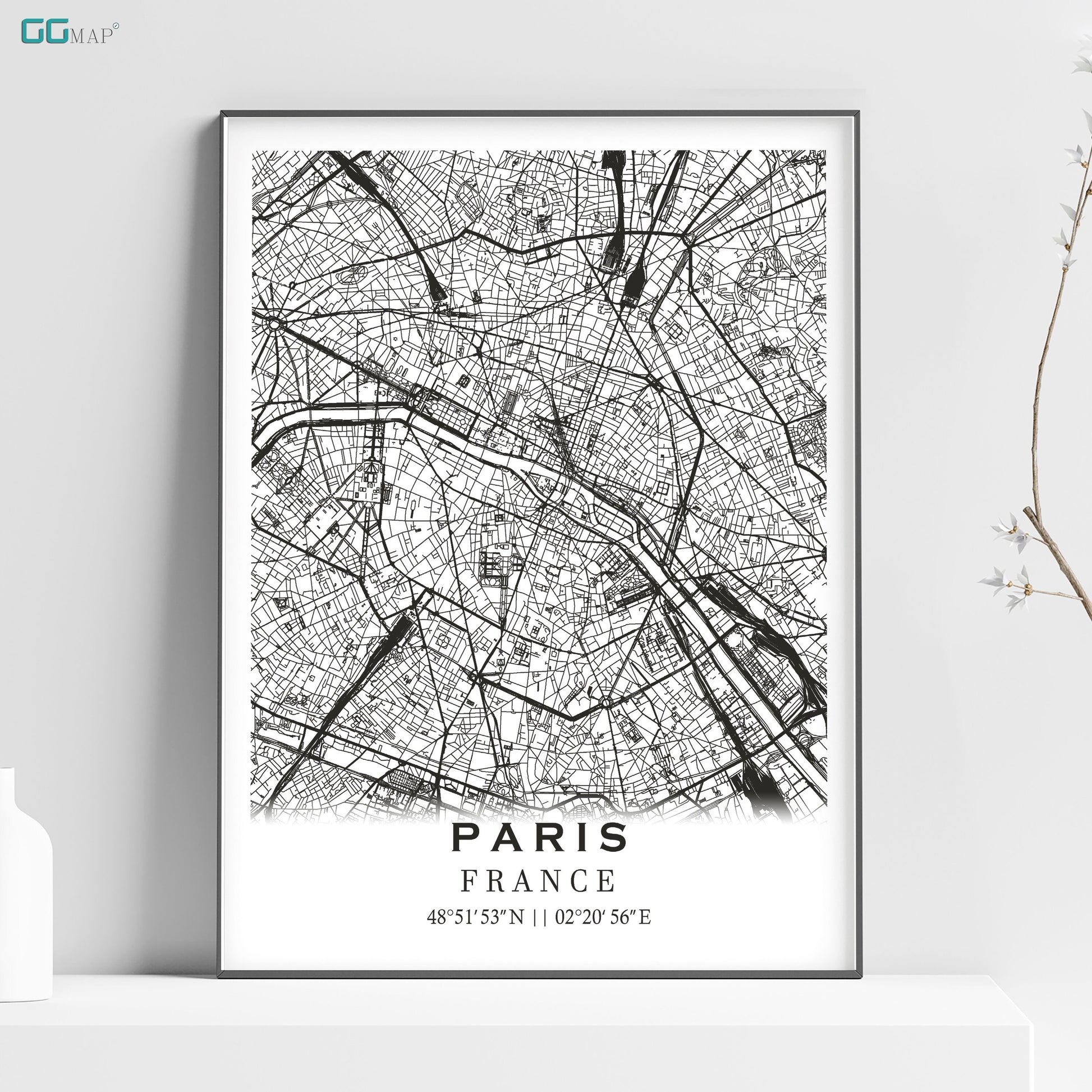 a black and white map of paris, france