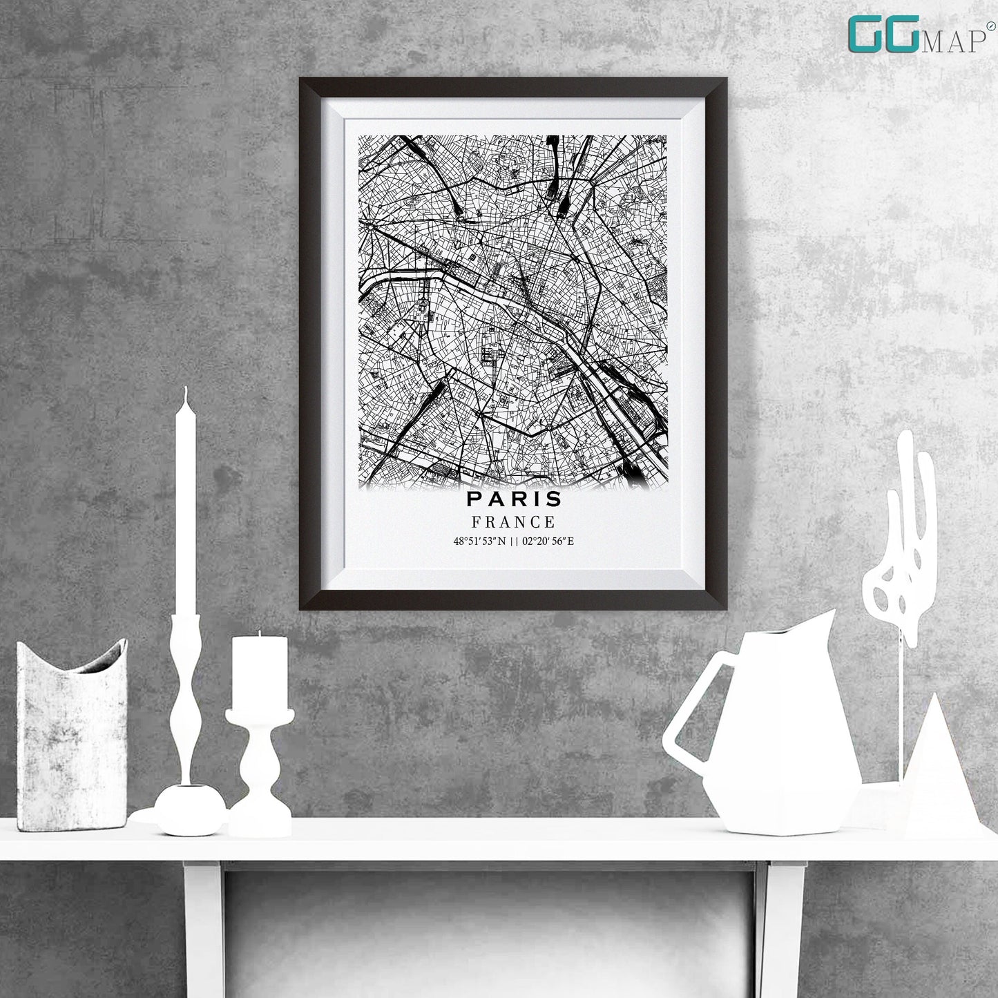 City map of PARIS - Home Decor - Wall decor - Office map - Travel map - Print map - Poster city map - Paris map - France