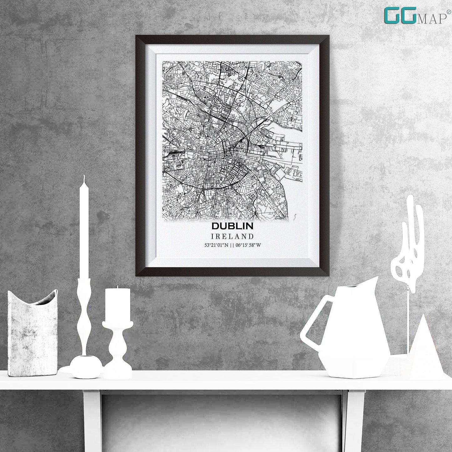 Map of DUBLIN, Ireland - Home Decor - Dublin Wall decor - Dublin Office map - Dublin Travel map - Dublin Print map - Dublin Poster city map