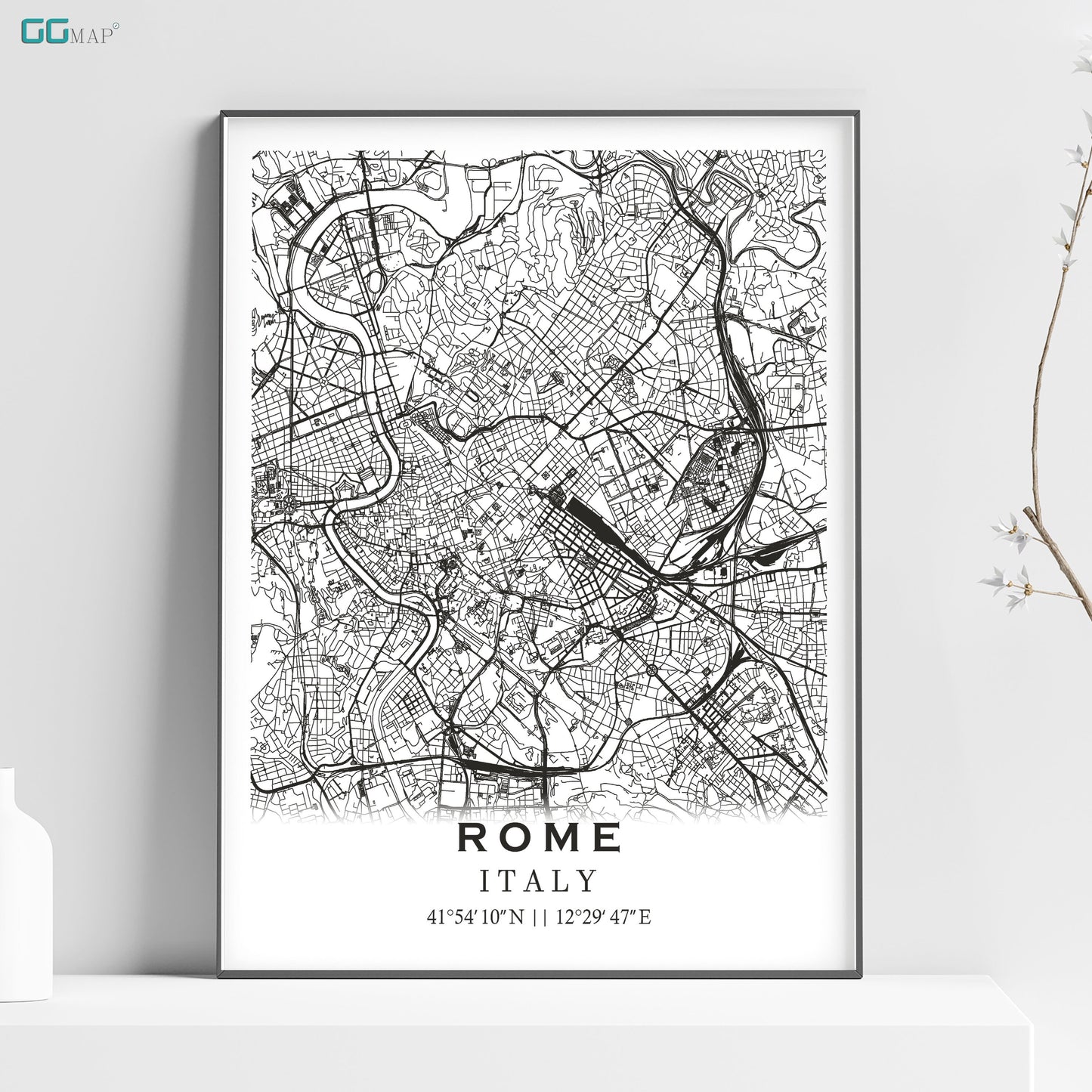 a black and white map of rome, italy