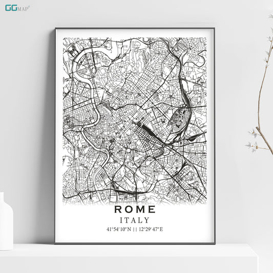 a black and white map of rome, italy