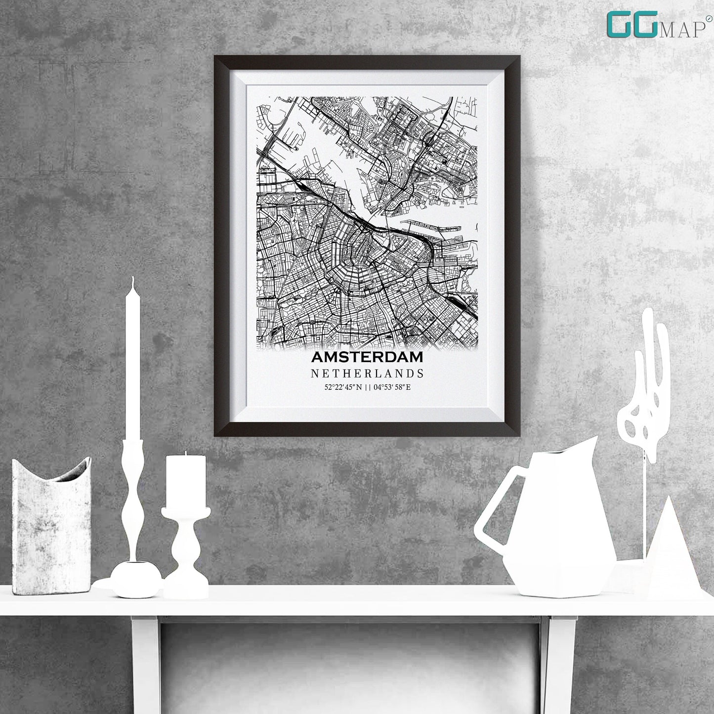 City map of AMSTERDAM - Home Decor - Wall decor - Office map - Travel map - Print map - Poster city map - Amsterdam map