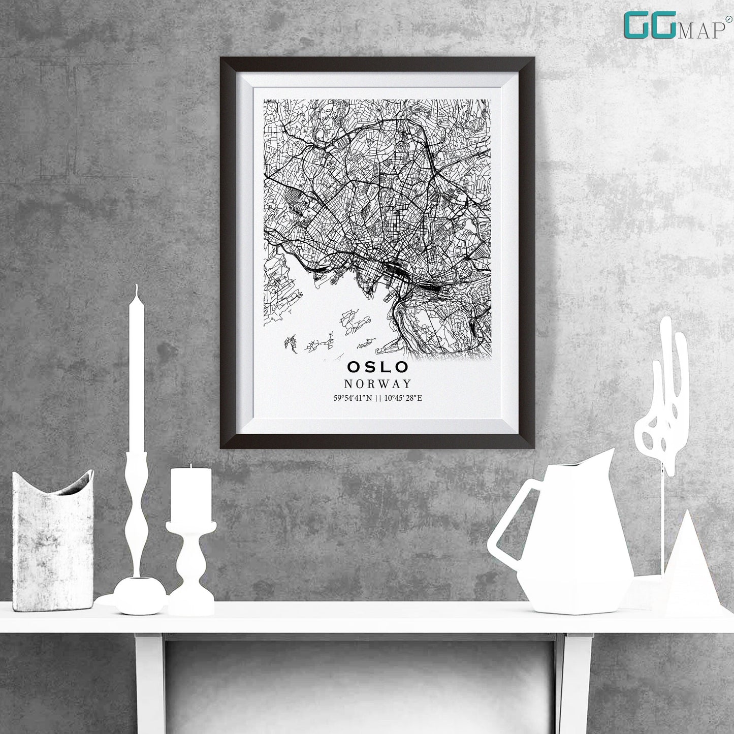 City map of OSLO - Home Decor - Wall decor - Office map - Travel map - Print map - Poster city map - Oslo map - Norway