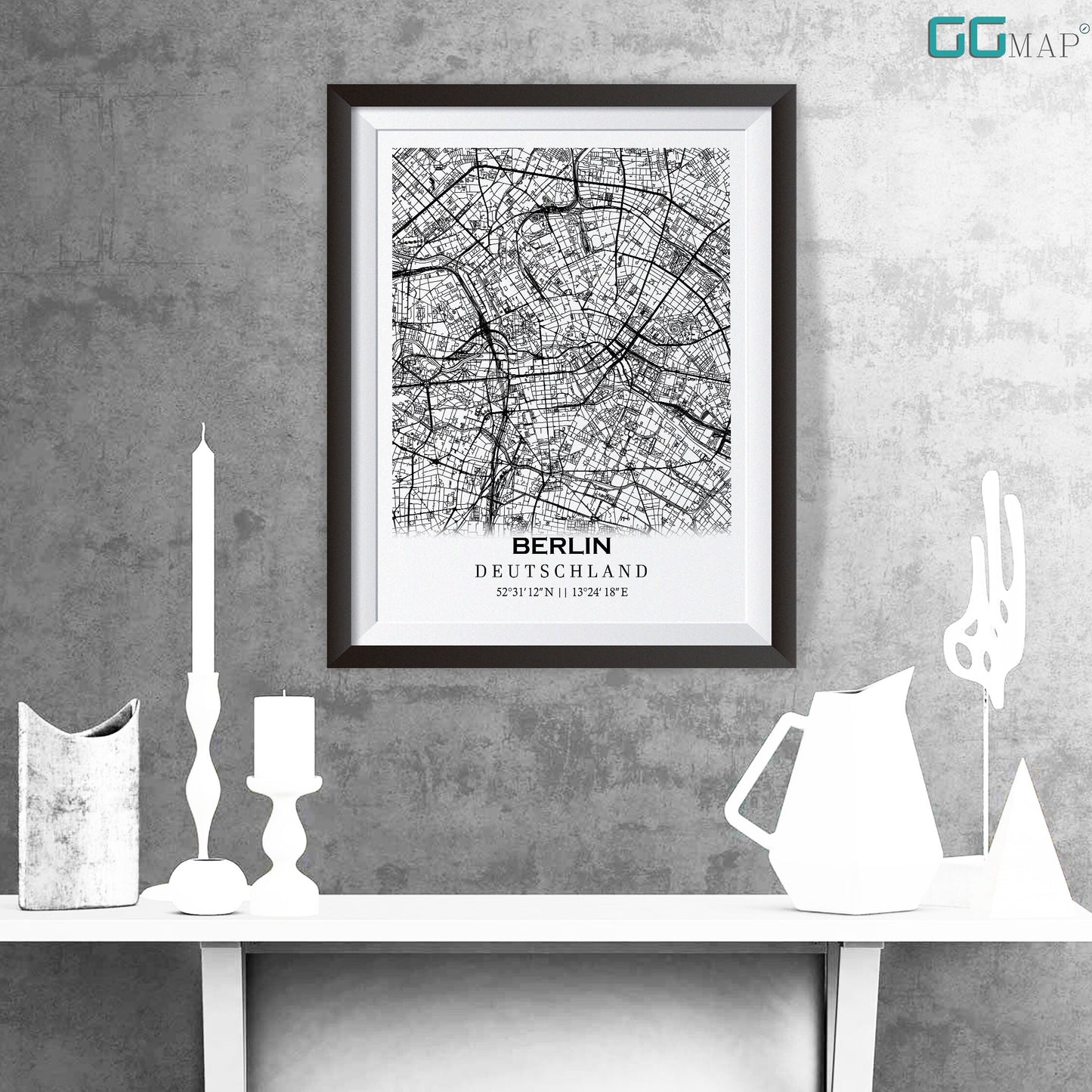 Map of BERLIN, Germany, Deutschland - Home Decor -Wall decor -Office map -Travel map -Print map - Poster city map - Office decor-Deutschland