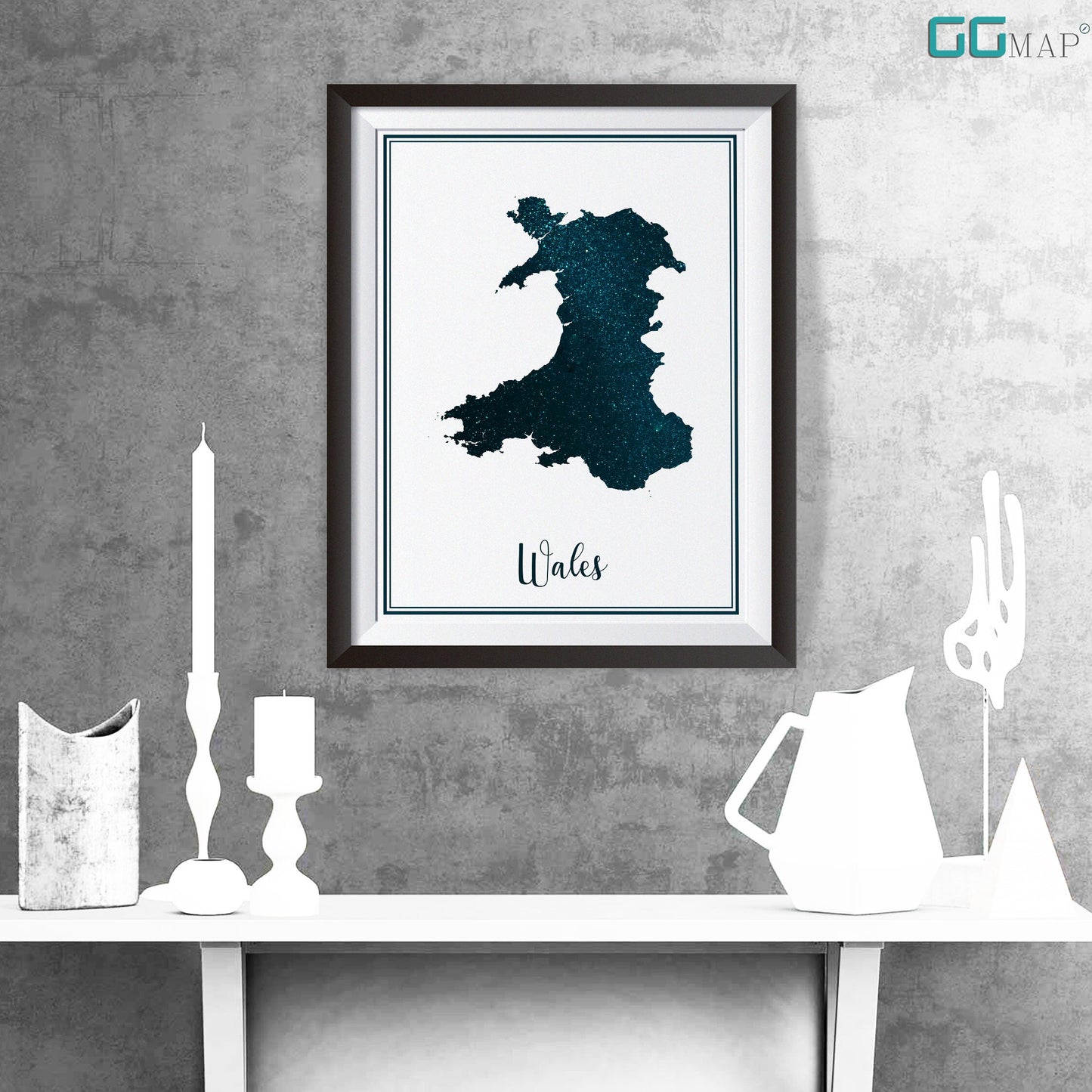 WALES map - Wales stars map - Travel poster - Home Decor - Wall decor - Office map - Wales gift - GeoGIS studio