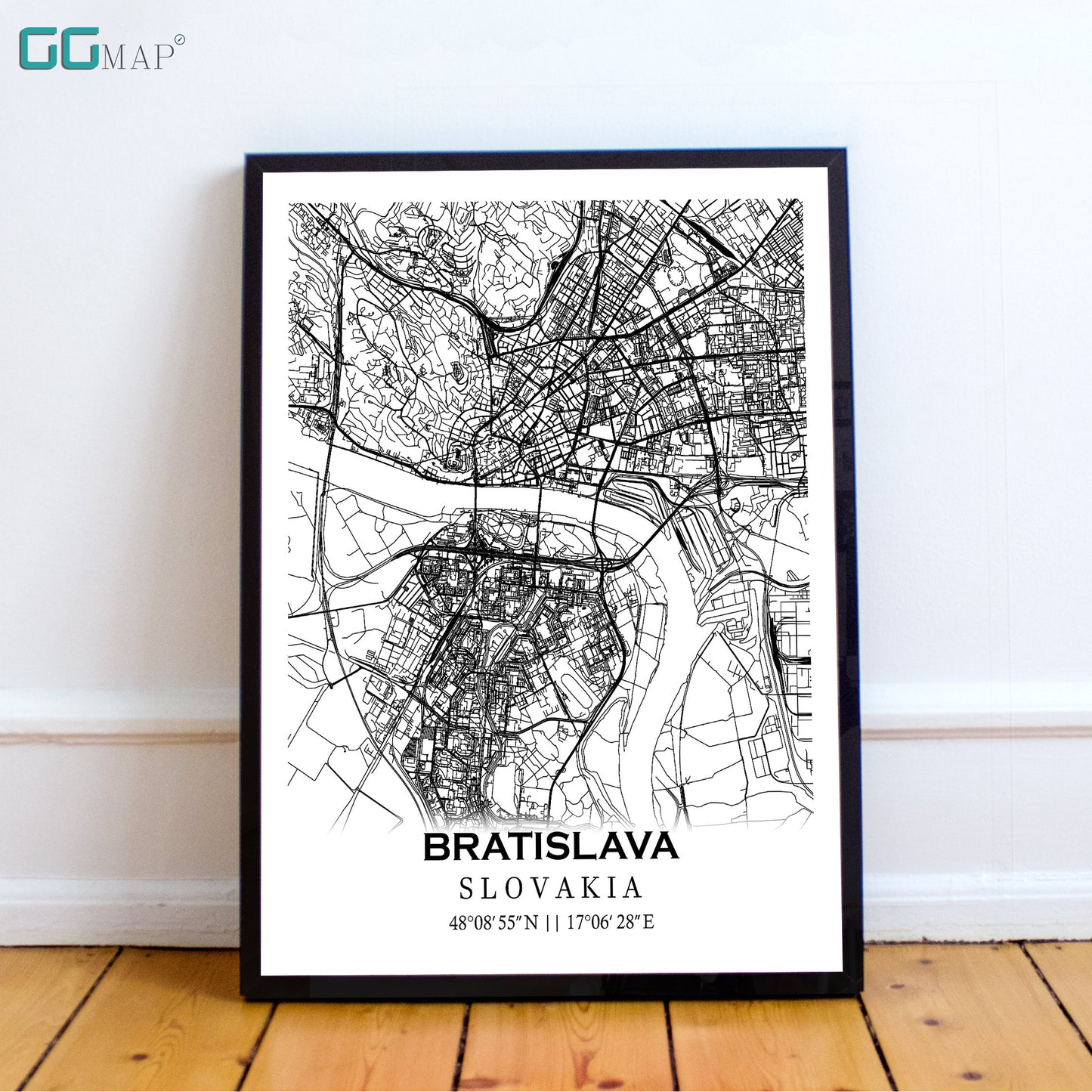 City map of BRATISLAVA - Home Decor - Wall decor - Office map - Travel map - Print map - Poster city map - Bratislava map