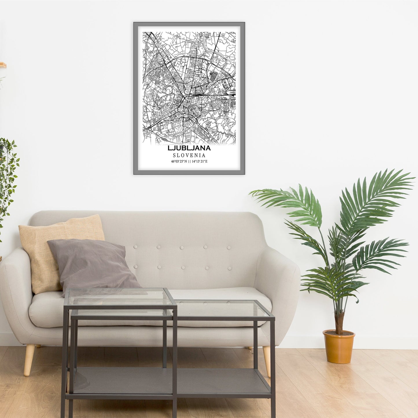 City map of LJUBLJANA - Home Decor - Wall decor -Office map -Travel map - Print map -Poster city map -Ljubljana map-Slovenia