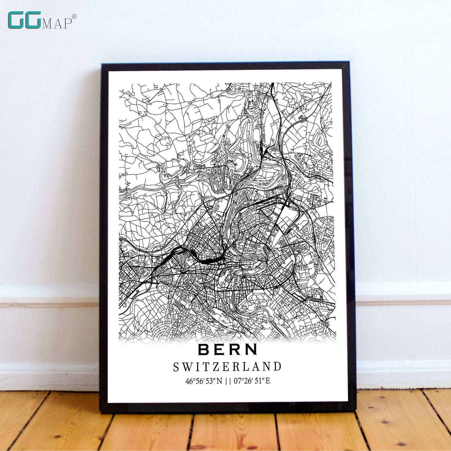 City map of BERN - Home Decor - Wall decor - Office map - Travel map - Print map - Poster city map - Bern map