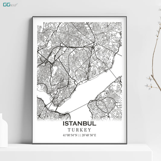 a black and white poster of a map of turkey