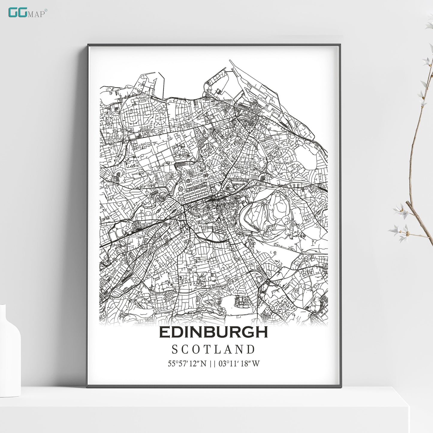 a black and white map of edinburgh, scotland