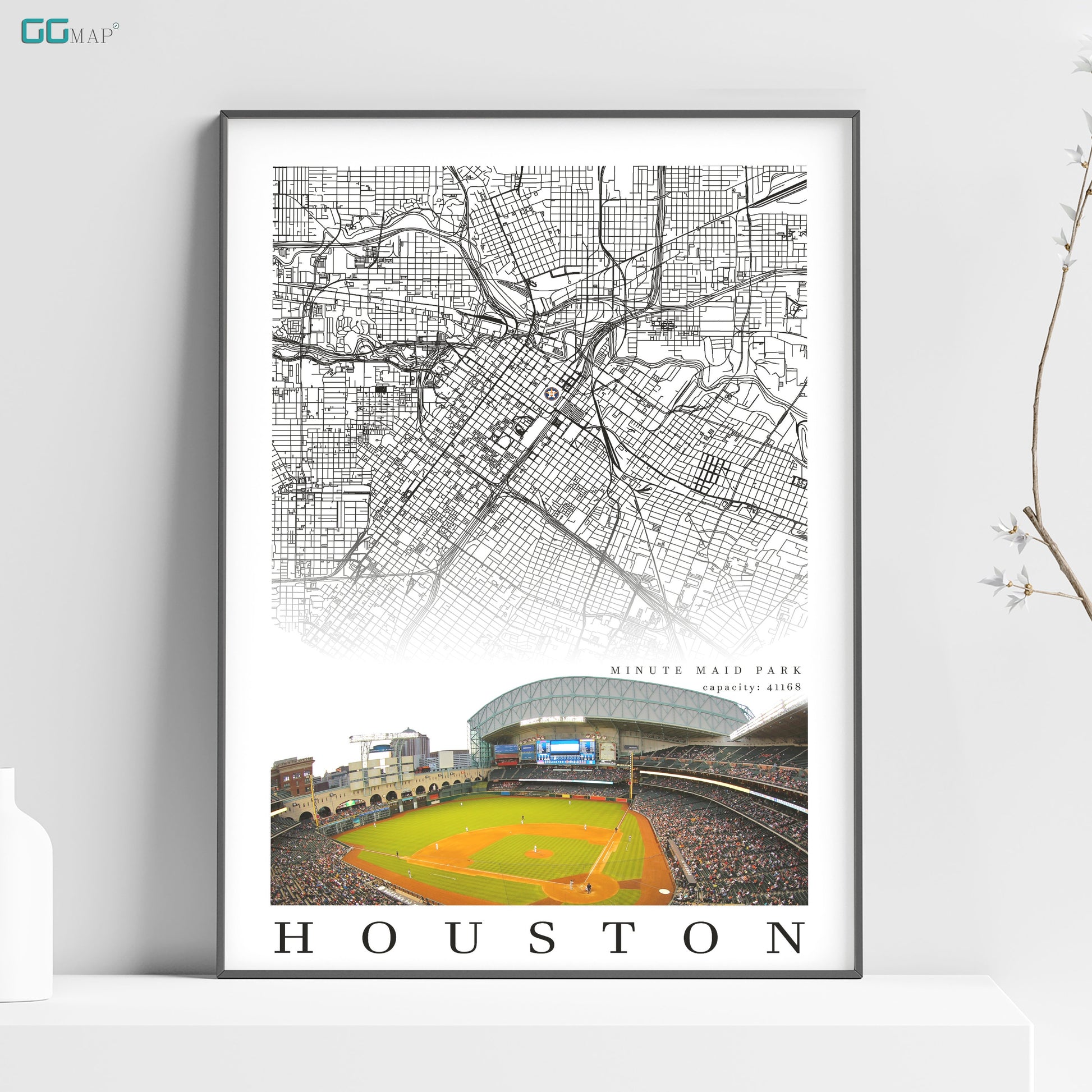 a poster of a baseball field in houston