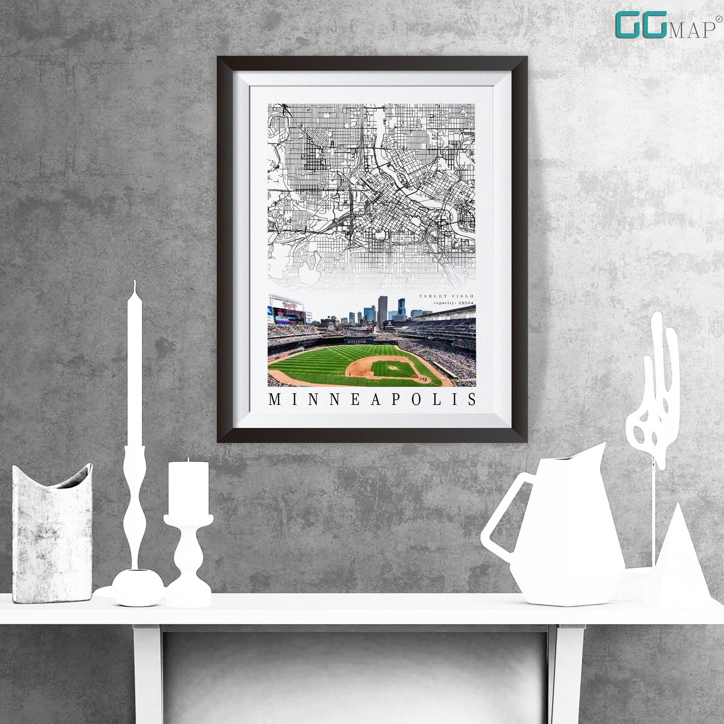 City map of MINNEAPOLIS -  - Home Decor Minneapolis - Target Field wall decor - Minneapolis poster - Print map - Minnesota Twins