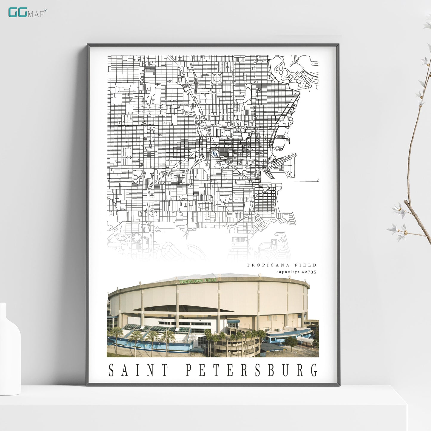a white poster with a map of the city of saint petersburg