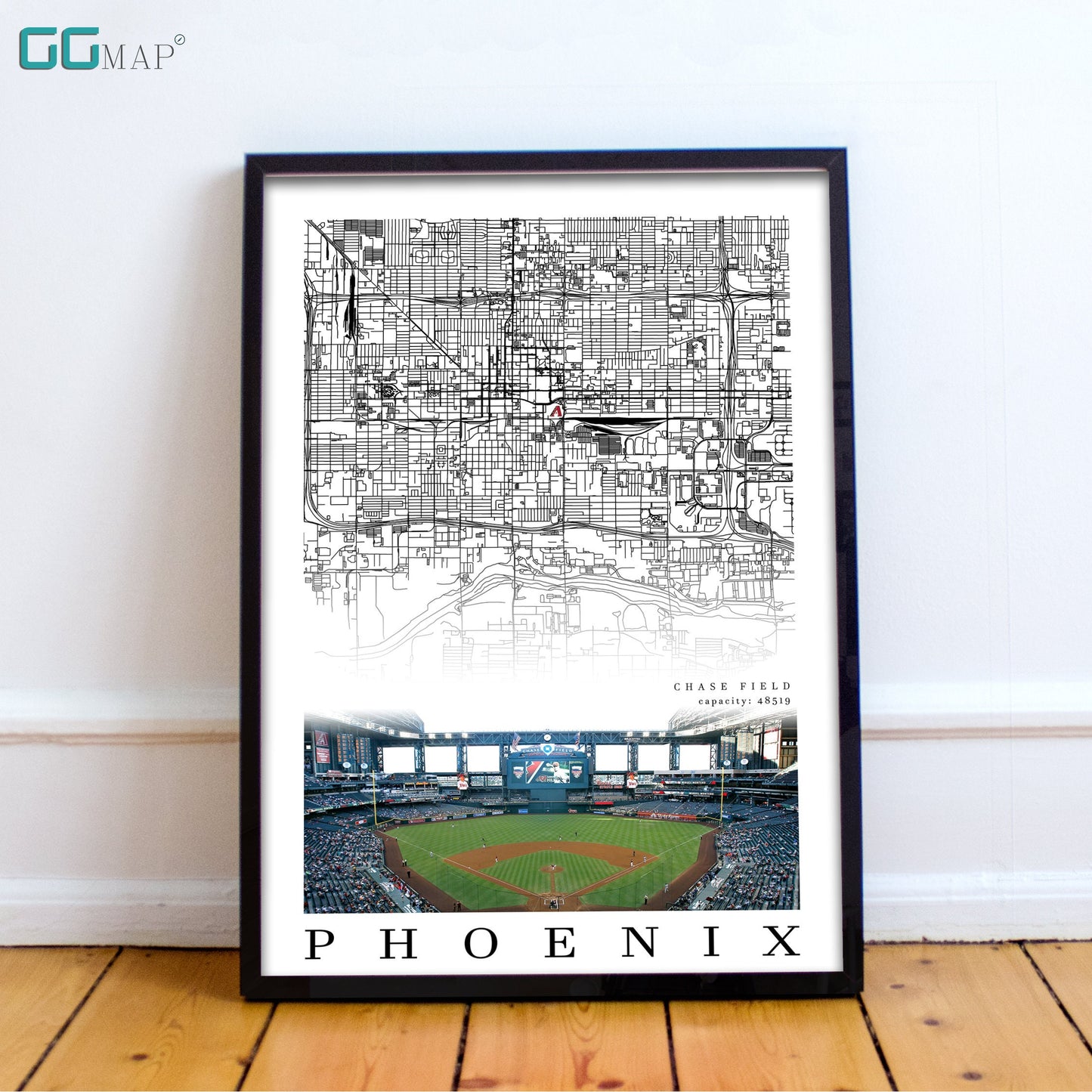 City map of PHOENIX - Home Decor Phoenix - Chase Field wall decor - Phoenix poster - Arizona Diamondbacks - Print map