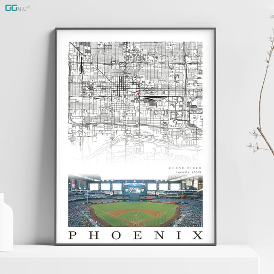 a poster of a baseball stadium with a map of the stadium