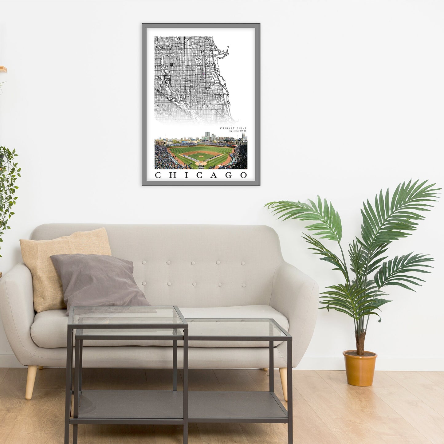 City map of CHICAGO - Home Decor Chicago - Wrigley Field wall decor - Chicago poster - Chicago Cubs - Print map