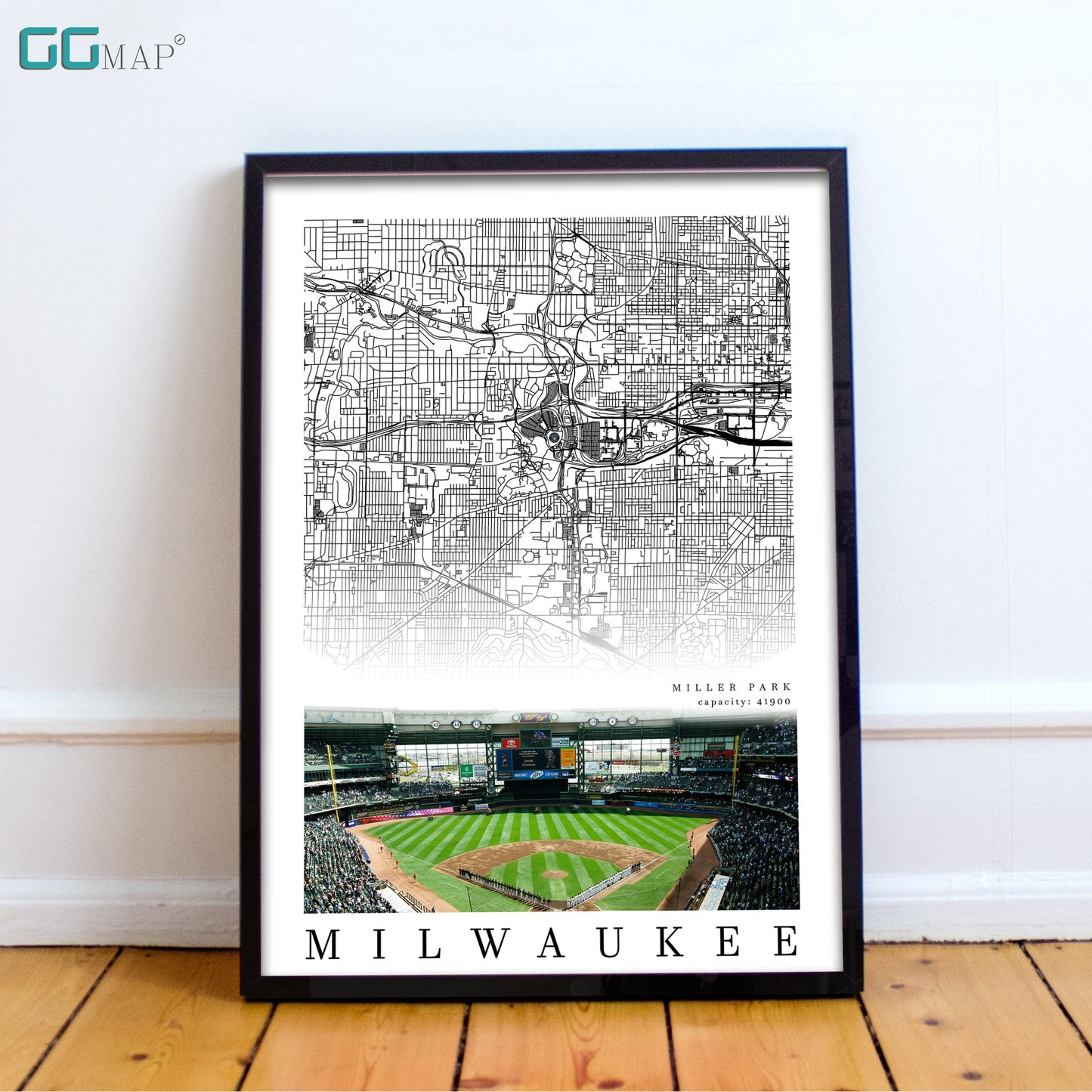 City map of MILWAUKEE - Home Decor Milwaukee - Miller Park wall decor - Milwaukee poster - Milwaukee Brewers - Print map