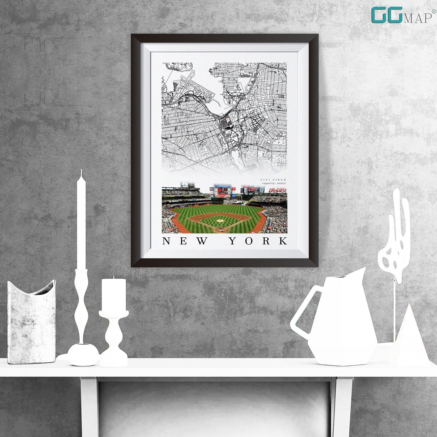 City map of NEW YORK - Home Decor New York - Citi Field wall decor - New York poster - New York Mets - Print map