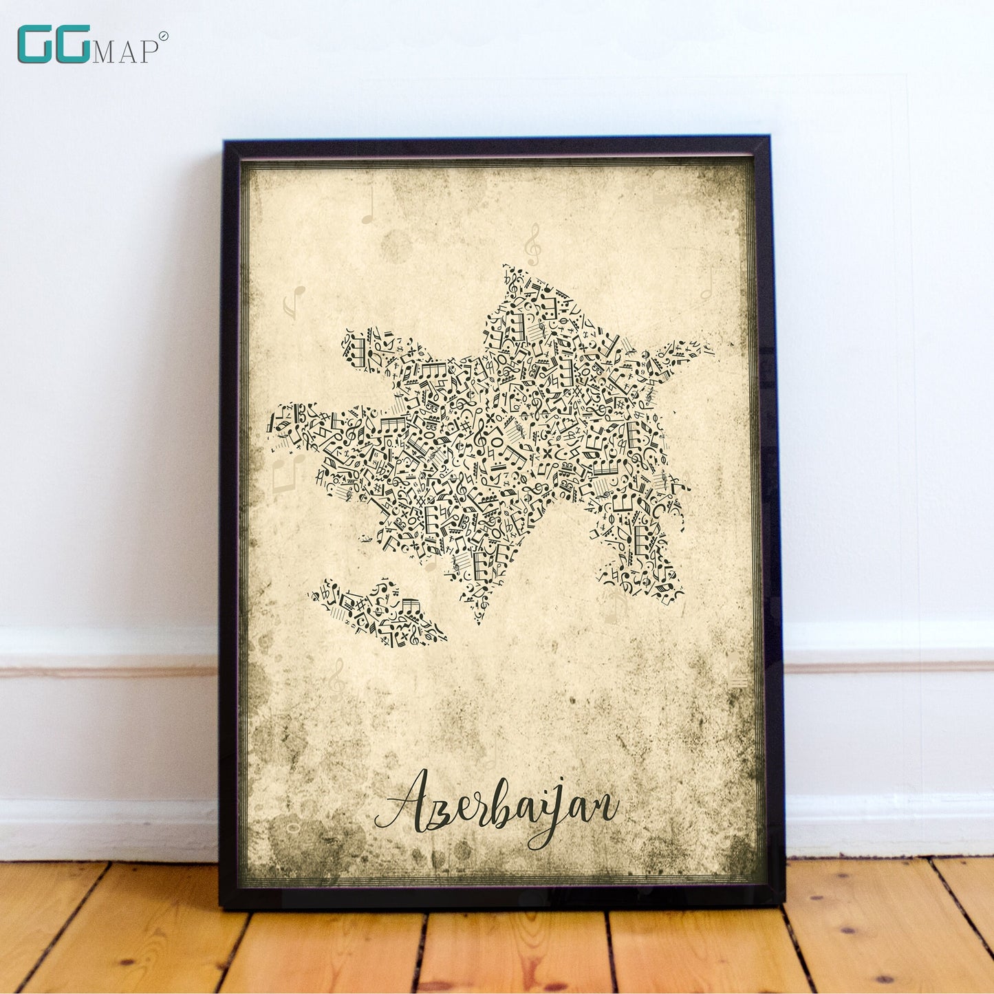 AZERBAIJAN map - Azerbaijan Music map - Travel poster - Home Decor - Wall decor - Office map - Azerbaijan gift