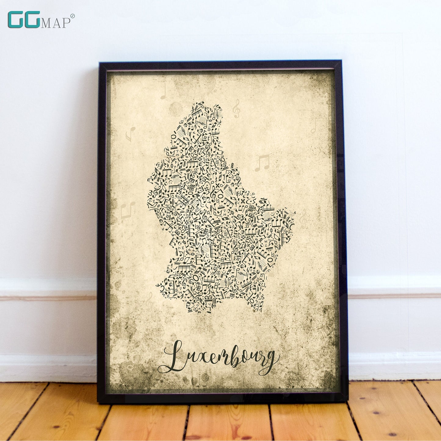 LUXEMBOURG map - Luxembourg Music map - Travel poster - Home Decor - Wall decor - Office map - Luxembourg gift - GeoGIS studio