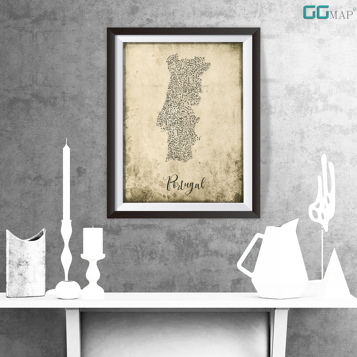 PORTUGAL map - Portugal Music map - Travel poster - Home Decor - Wall decor - Office map - Portugal gift - GeoGIS studio