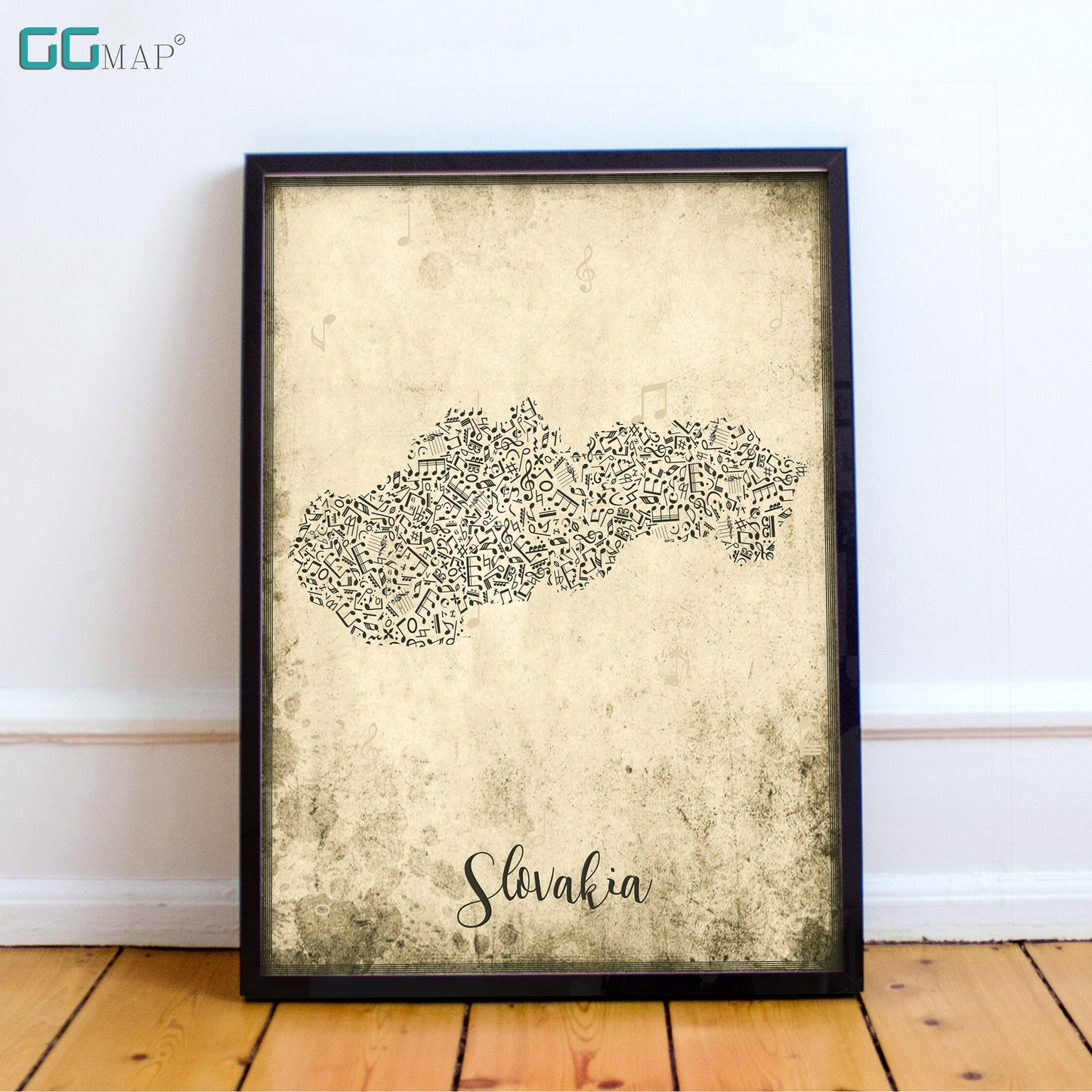 SLOVAKIA map - Slovakia Music map - Travel poster - Home Decor - Wall decor - Office map - Slovakia gift - GeoGIS studio