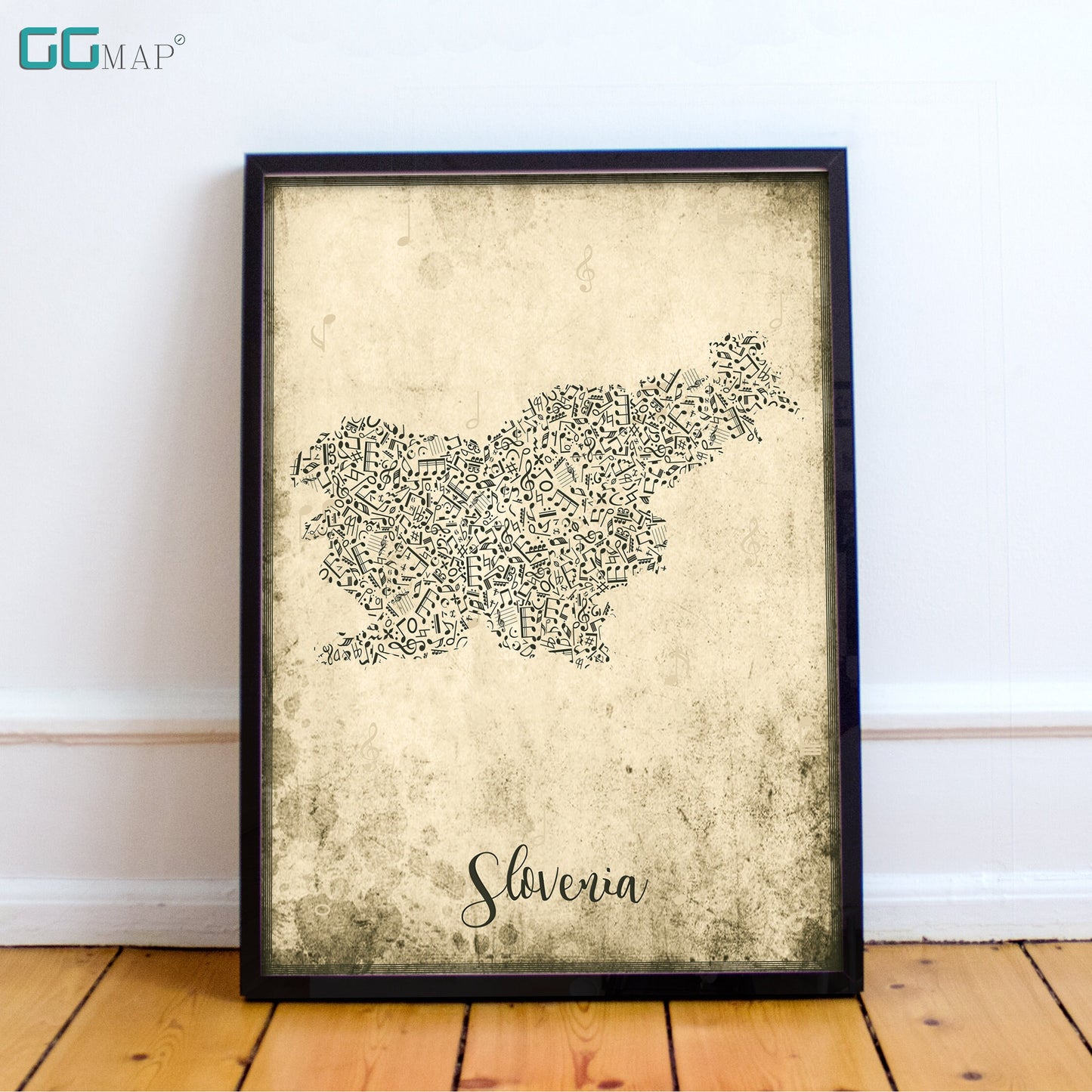 SLOVENIA map - Slovenia Music map - Travel poster - Home Decor - Wall decor - Office map - Slovenia gift - GeoGIS studio