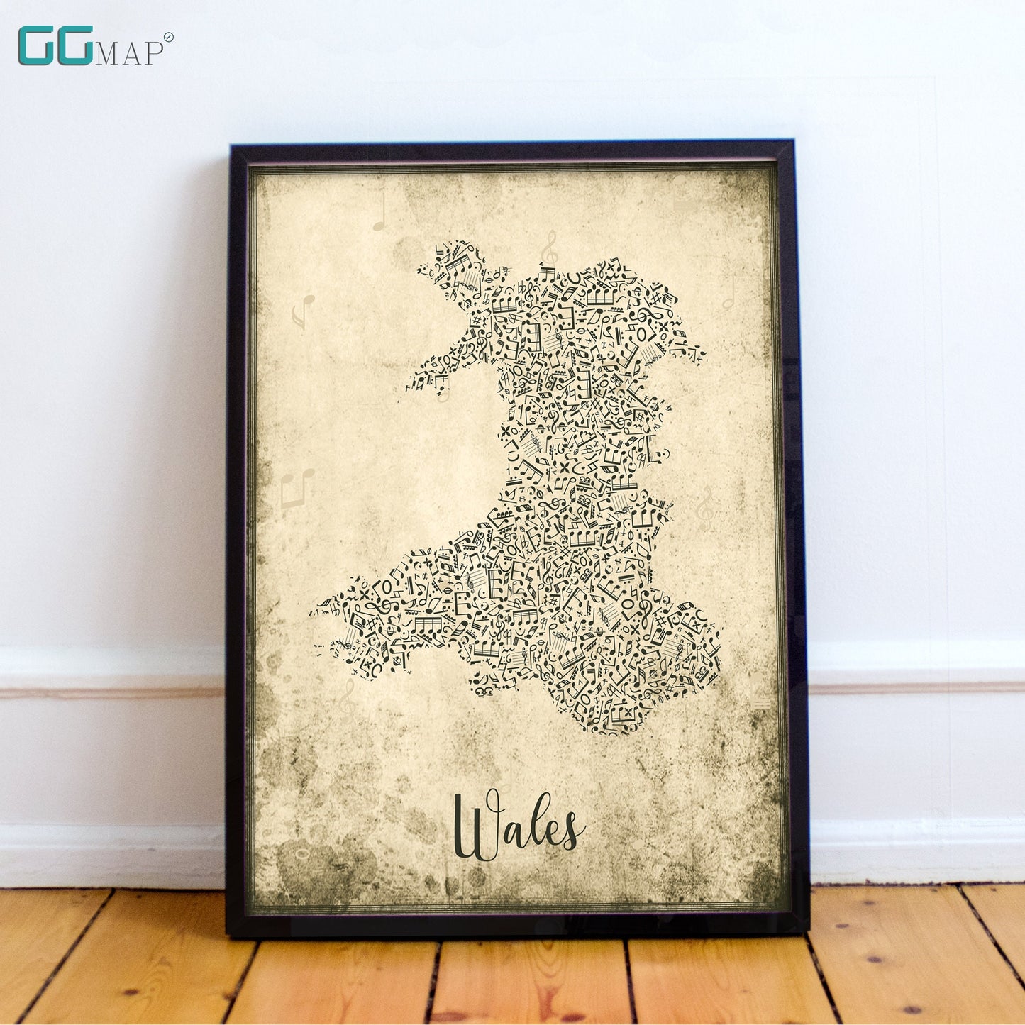 WALES map - Wales Music map - Travel poster - Home Decor - Wall decor - Office map - Wales gift - GeoGIS studio