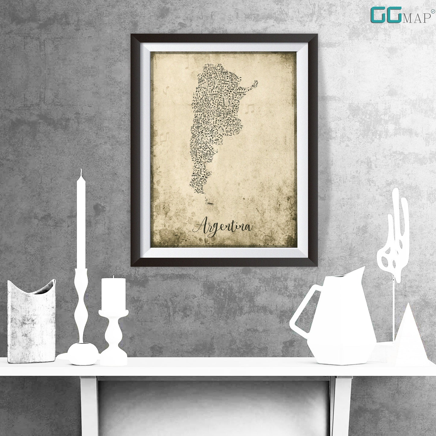 ARGENTINA map - Argentina Music map - Travel poster - Wall decor - Office map - Argentina gift - GGmap - Argentina poster