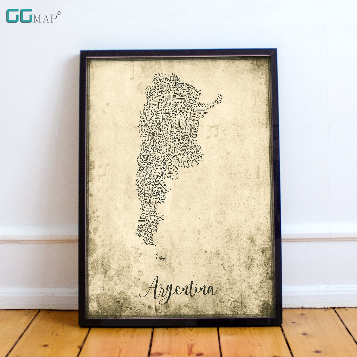 ARGENTINA map - Argentina Music map - Travel poster - Wall decor - Office map - Argentina gift - GGmap - Argentina poster