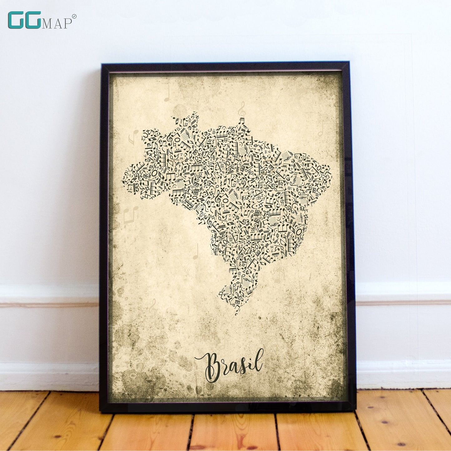 BRASIL map - Brasil Music map - Travel poster - Home Decor - Wall decor - Office map - Brasil gift - GGmap - Brasil poster