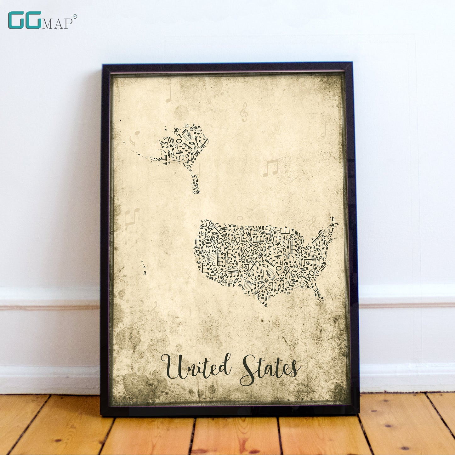 UNITED STATES map - United States Music map - Travel poster - Wall decor - Office map - US gift - GGmap - Unites States poster