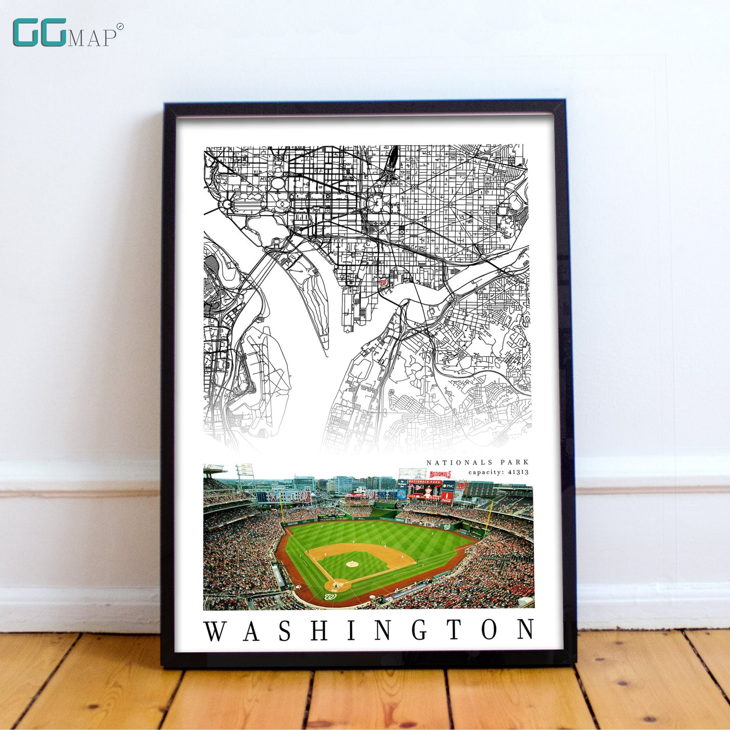 City map of WASHINGTON - Home Decor Washington - Nationals Park wall decor - Washington poster - Washington Nationals - Print map