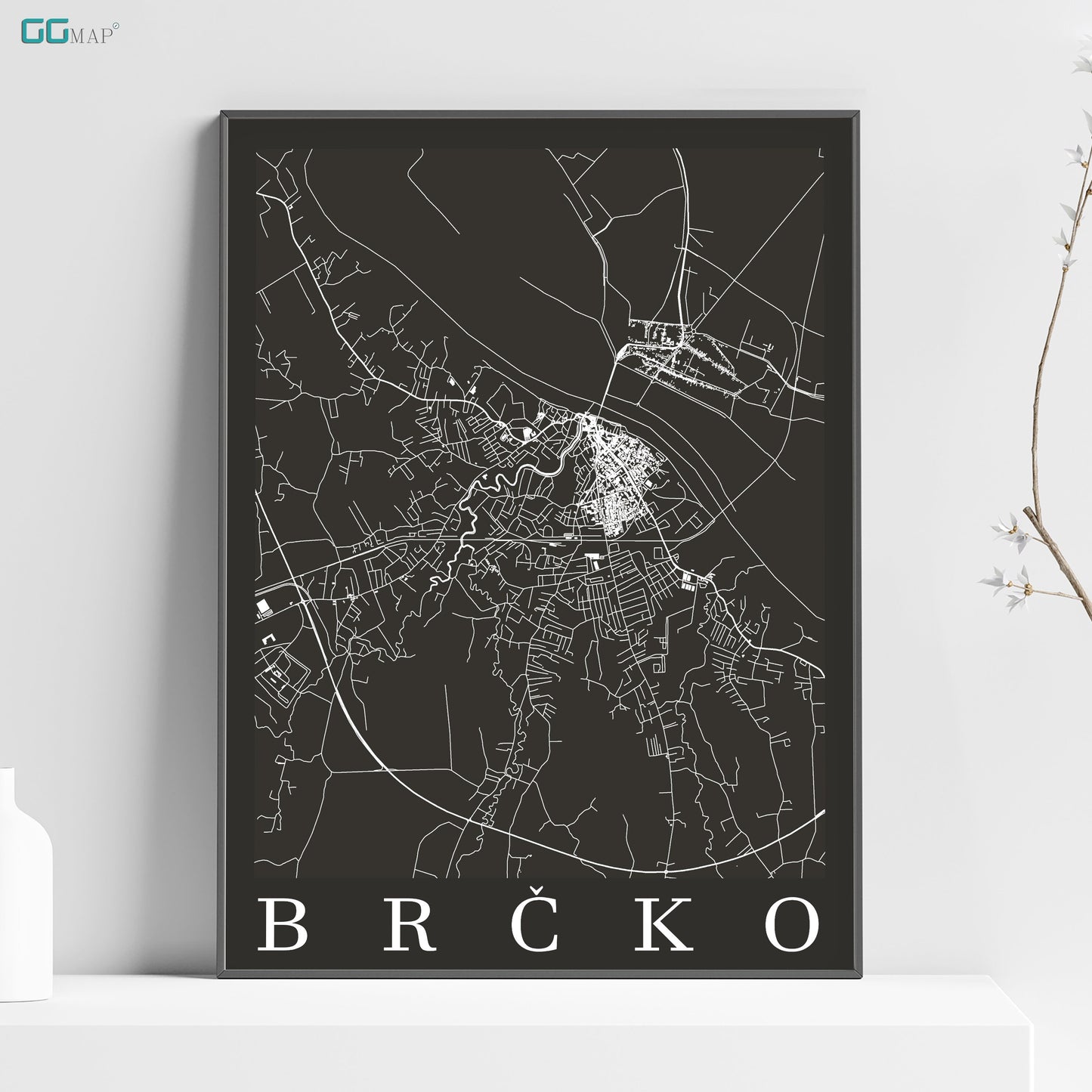 a black and white map of brckoo