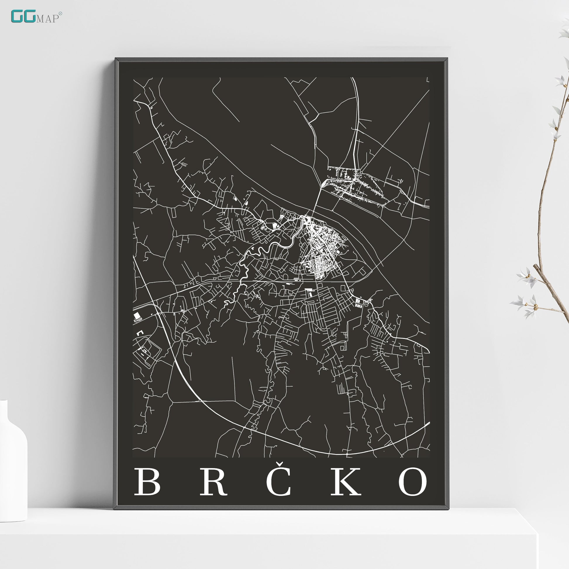 a black and white map of brckoo