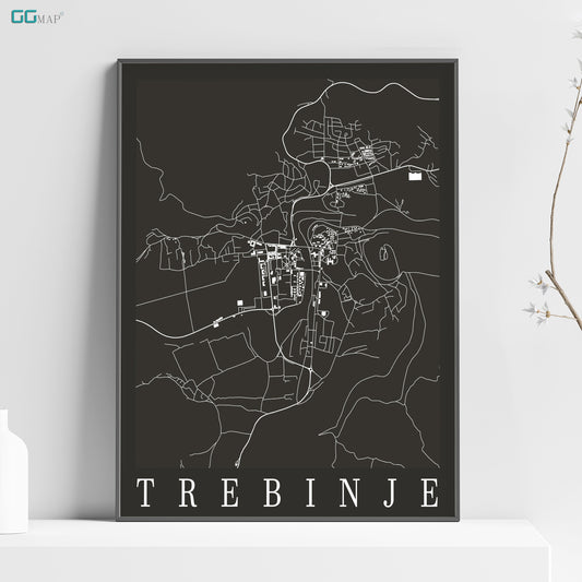 a black and white map of trebine