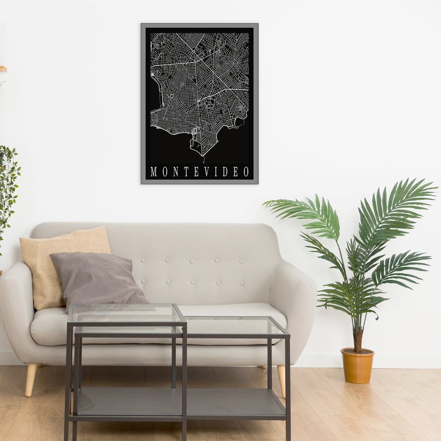 City map of MONTEVIDEO - Home Decor - Office map -Travel map -Print map -Poster city map -Montevideo map -GeoGIS Studio-Montevideo black map