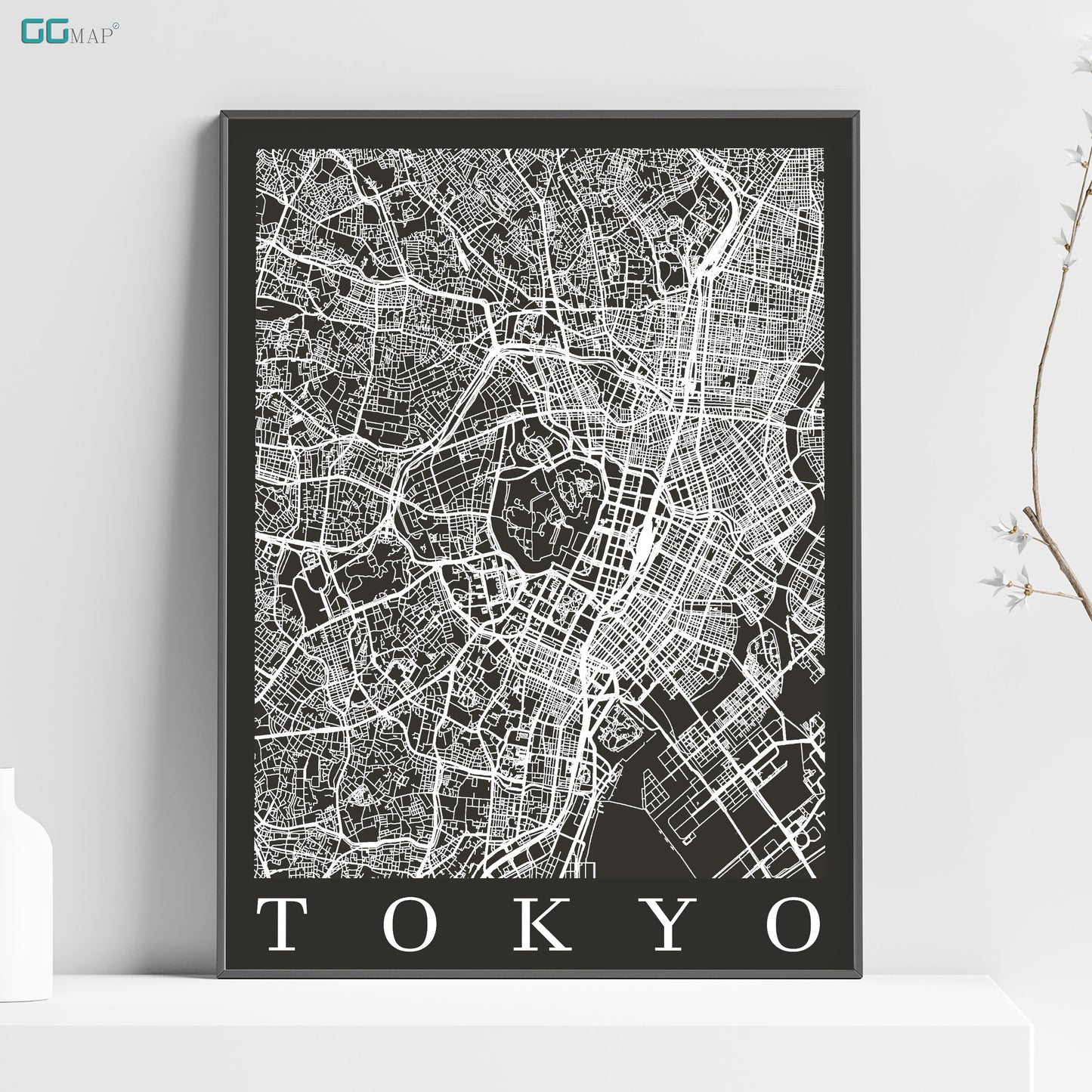 a black and white map of tokyo, japan