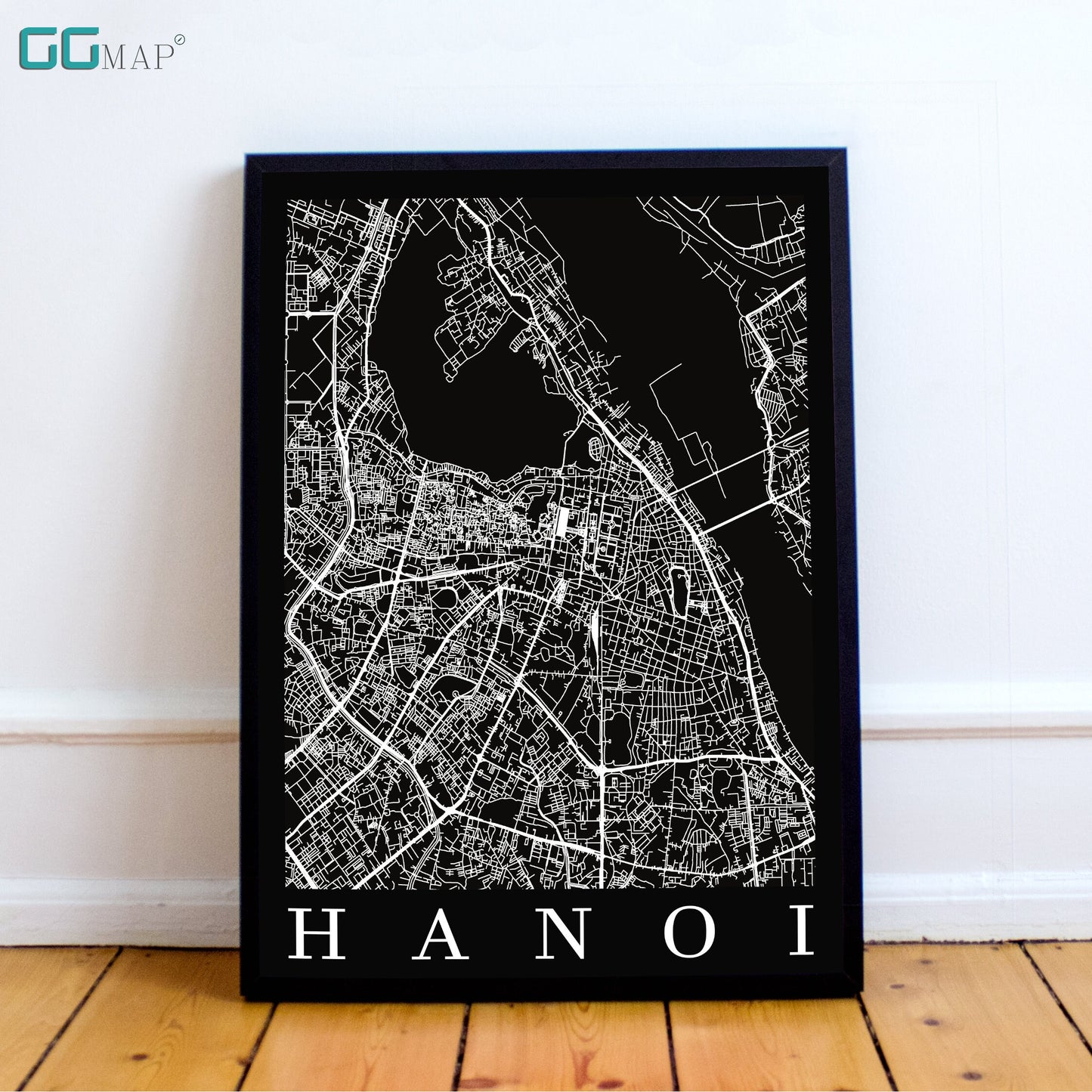 City map of HANOI - Home Decor - Wall decor - Office map - Travel map - Print map Poster city map -Hanoi map -GeoGIS Studio -Hanoi black map