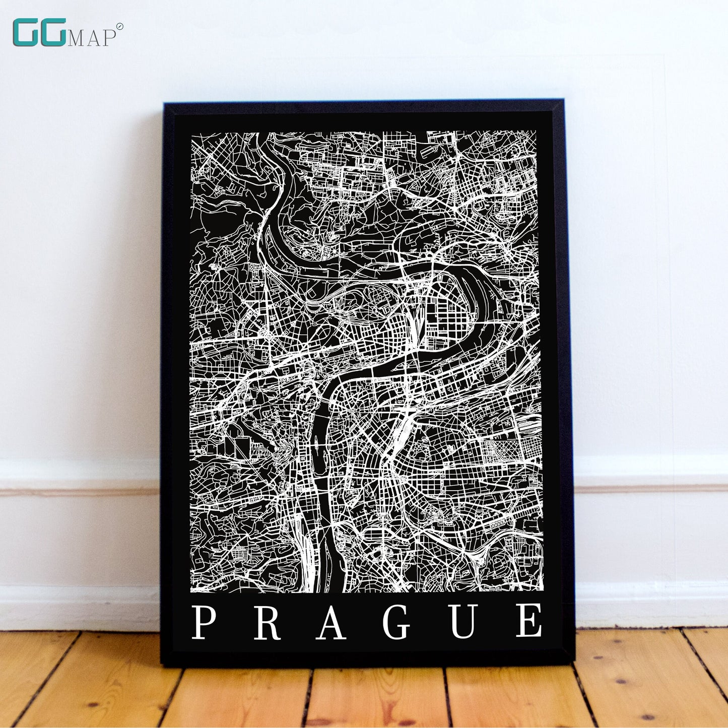 City map of PRAGUE - Home Decor - Wall decor - Office map - Travel map - Print map - Poster city map - Prague black map - GeoGIS Studio