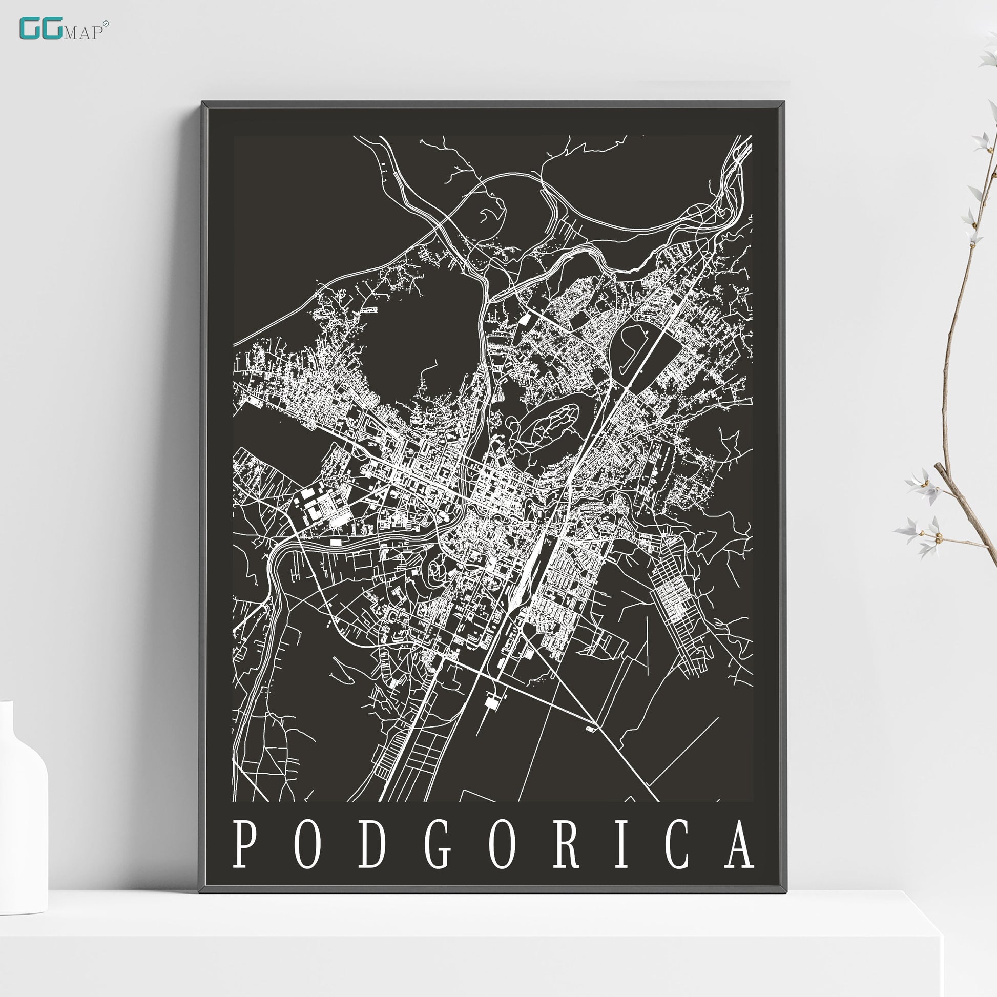 a black and white poster of a city map