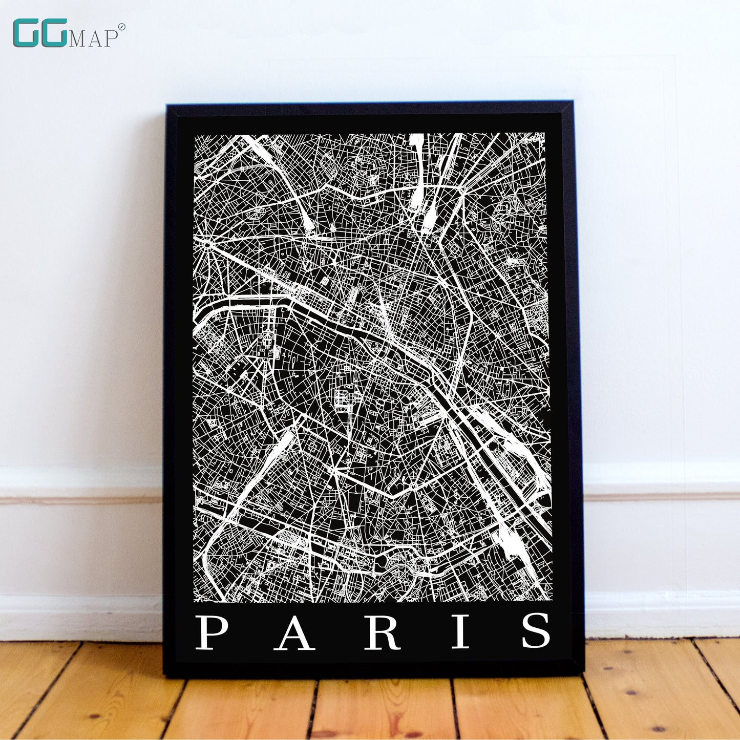 City map of PARIS - Home Decor - Wall decor - Office map - Travel map - Print map - Poster city map - Paris black map - GeoGIS Studio