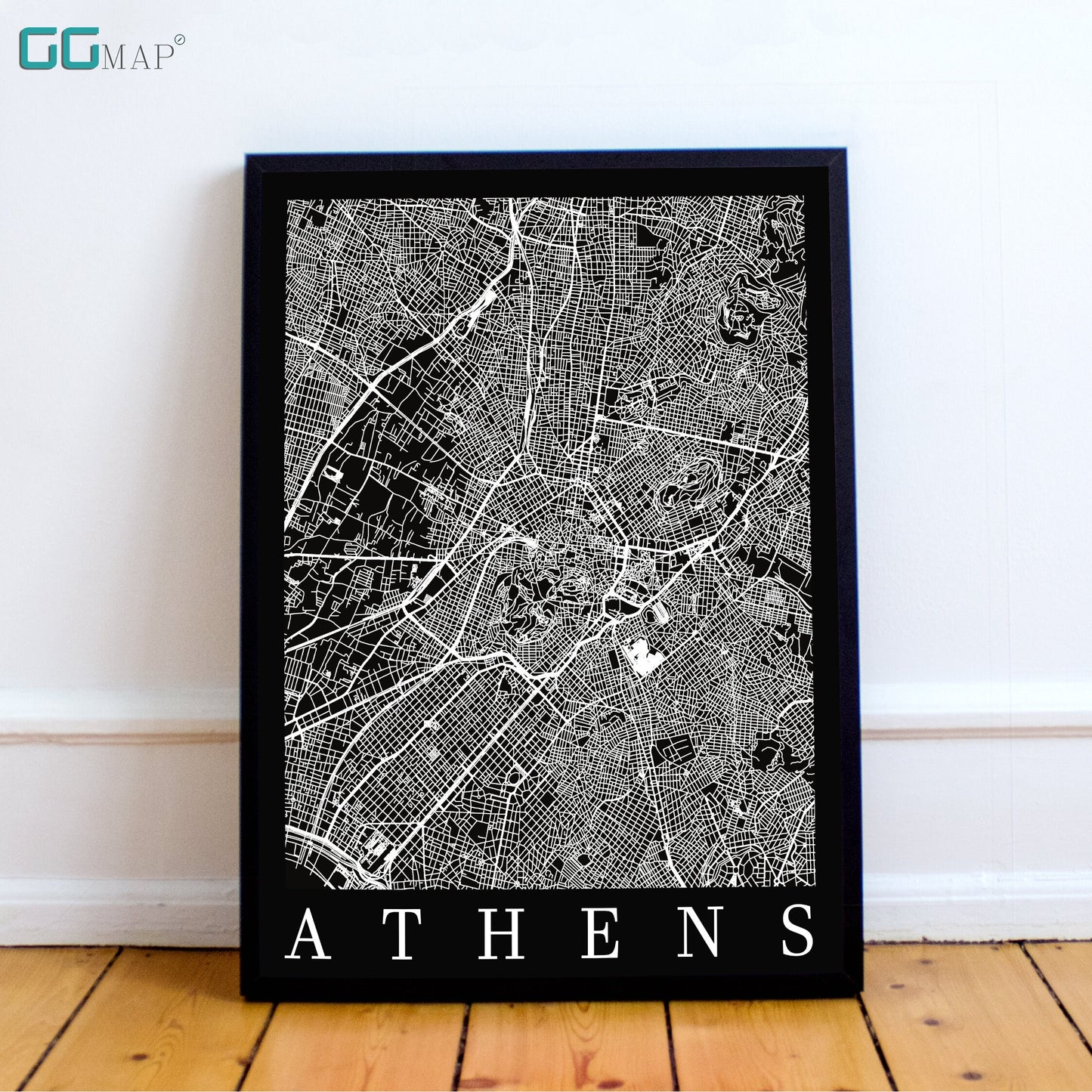 City map of ATHENS - Home Decor - Wall decor - Office map - Travel map - Print map - Poster city map - Athens black map - GeoGIS Studio