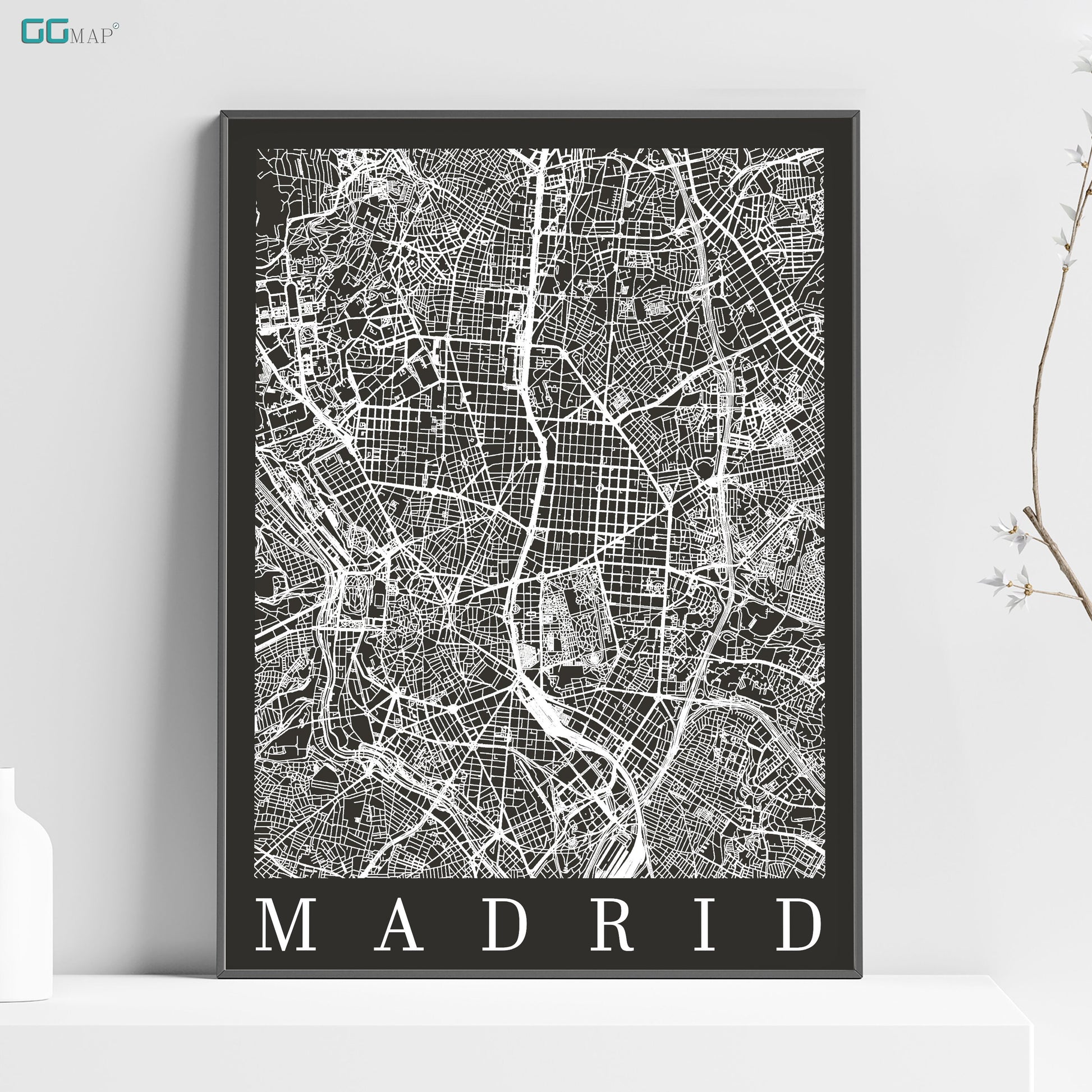 a black and white map of madrid, spain