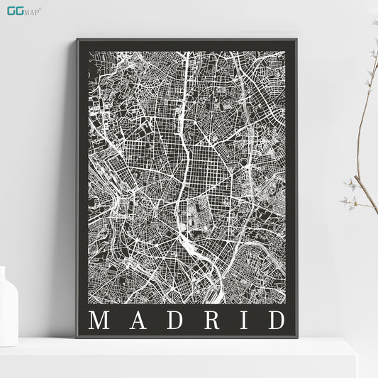 a black and white map of madrid, spain