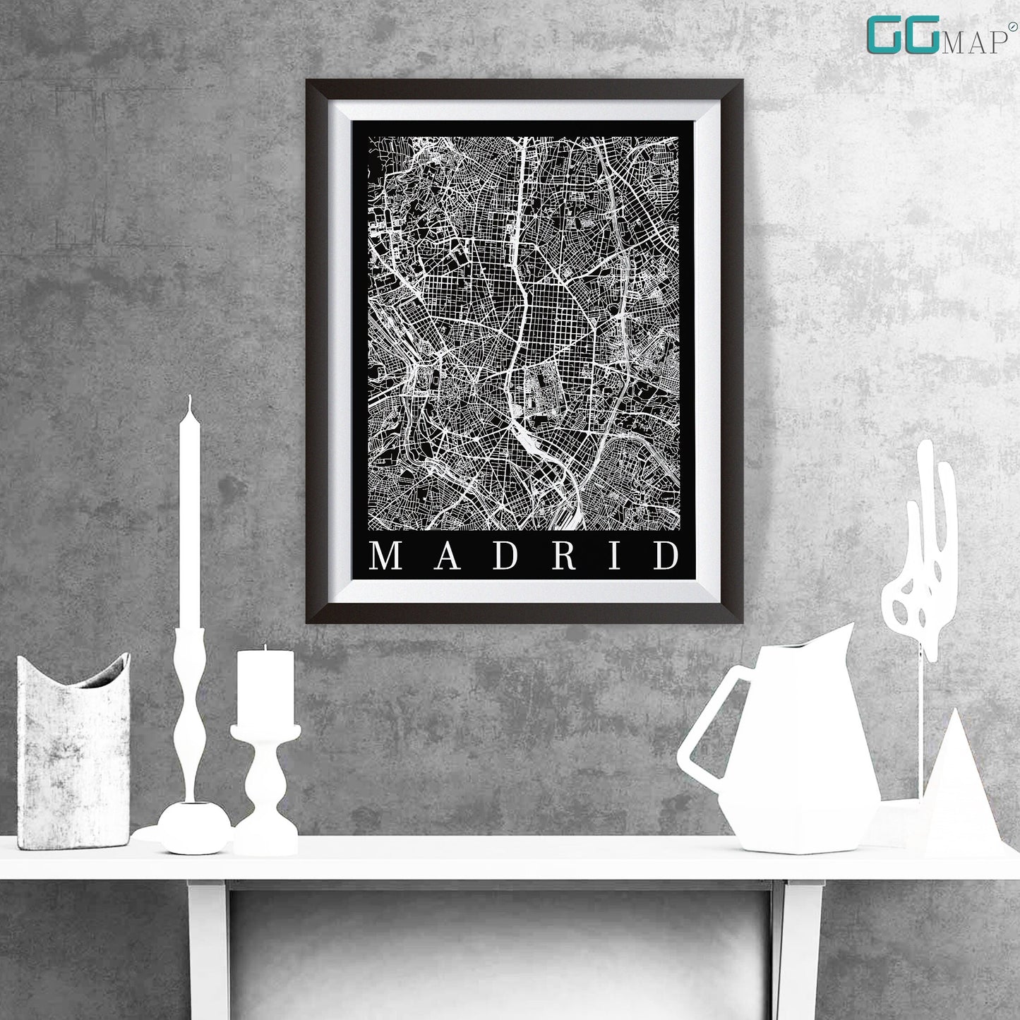 City map of MADRID - Home Decor - Wall decor - Office map - Travel map - Print map - Poster city map - Madrid black map - GeoGIS Studio