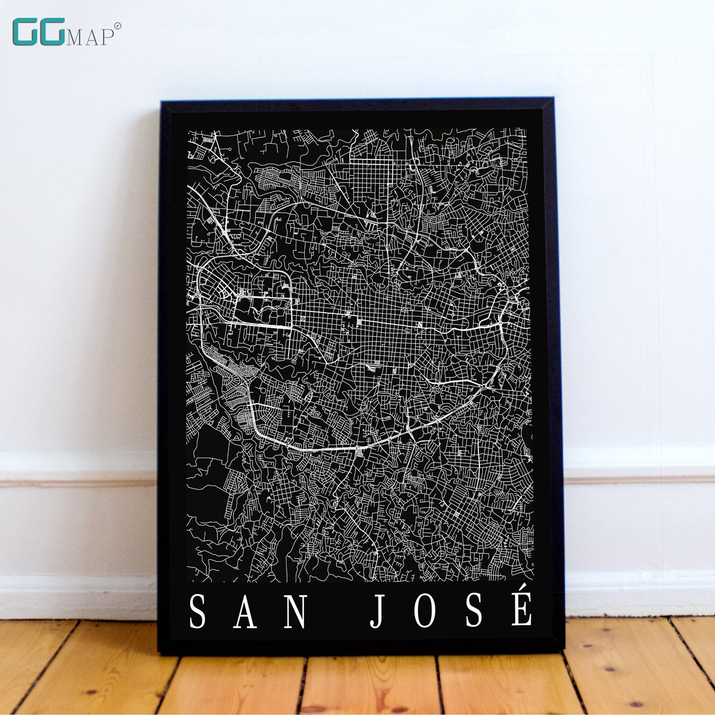 City map of SAN JOSÉ - Home Decor - Wall decor - Office map - Travel map - Print map - Poster city map - San José black map - GeoGIS Studio