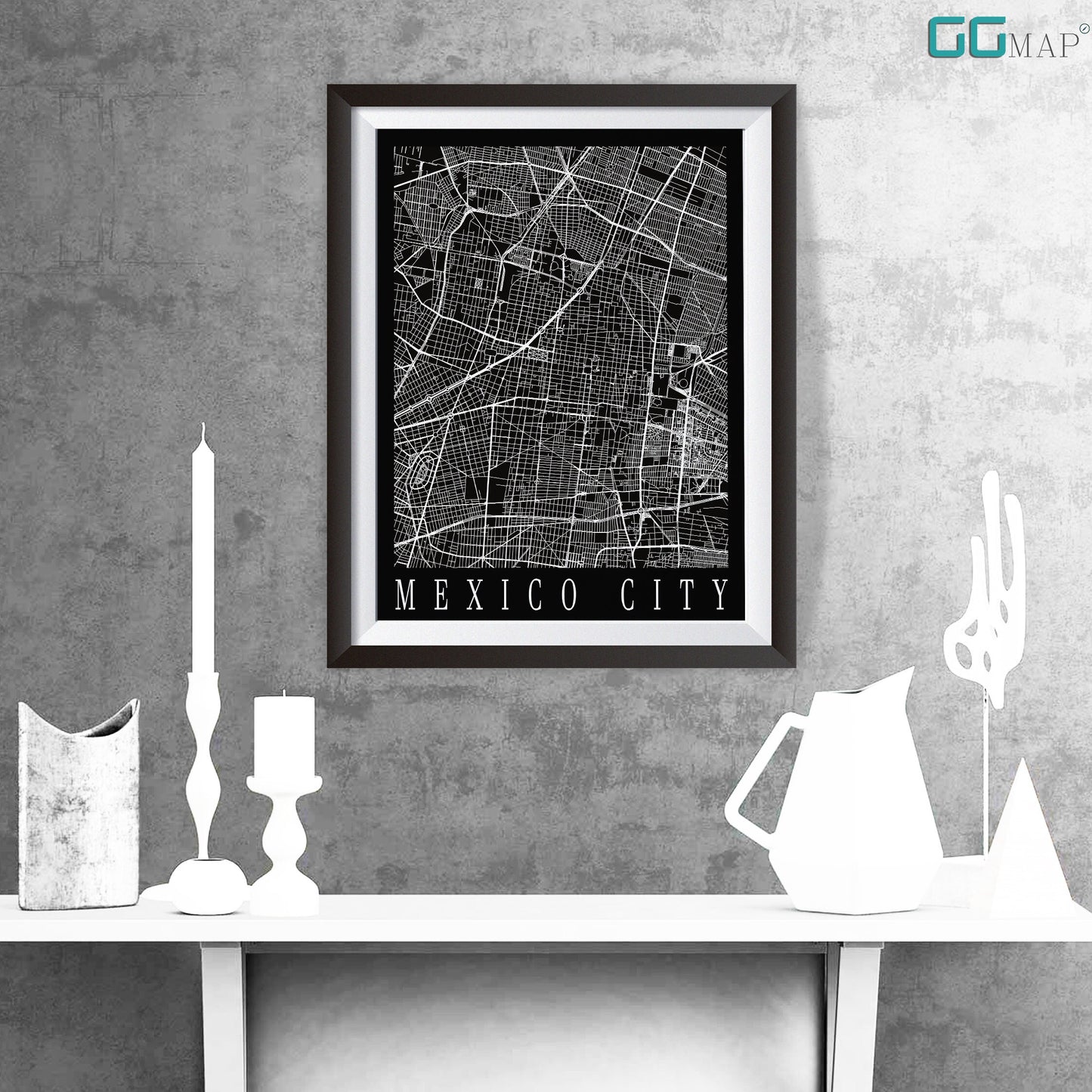 City map of MEXICO CITY - Home Decor - Wall decor - Office map - Travel map - Print map - Mexico City black map - GeoGIS Studio