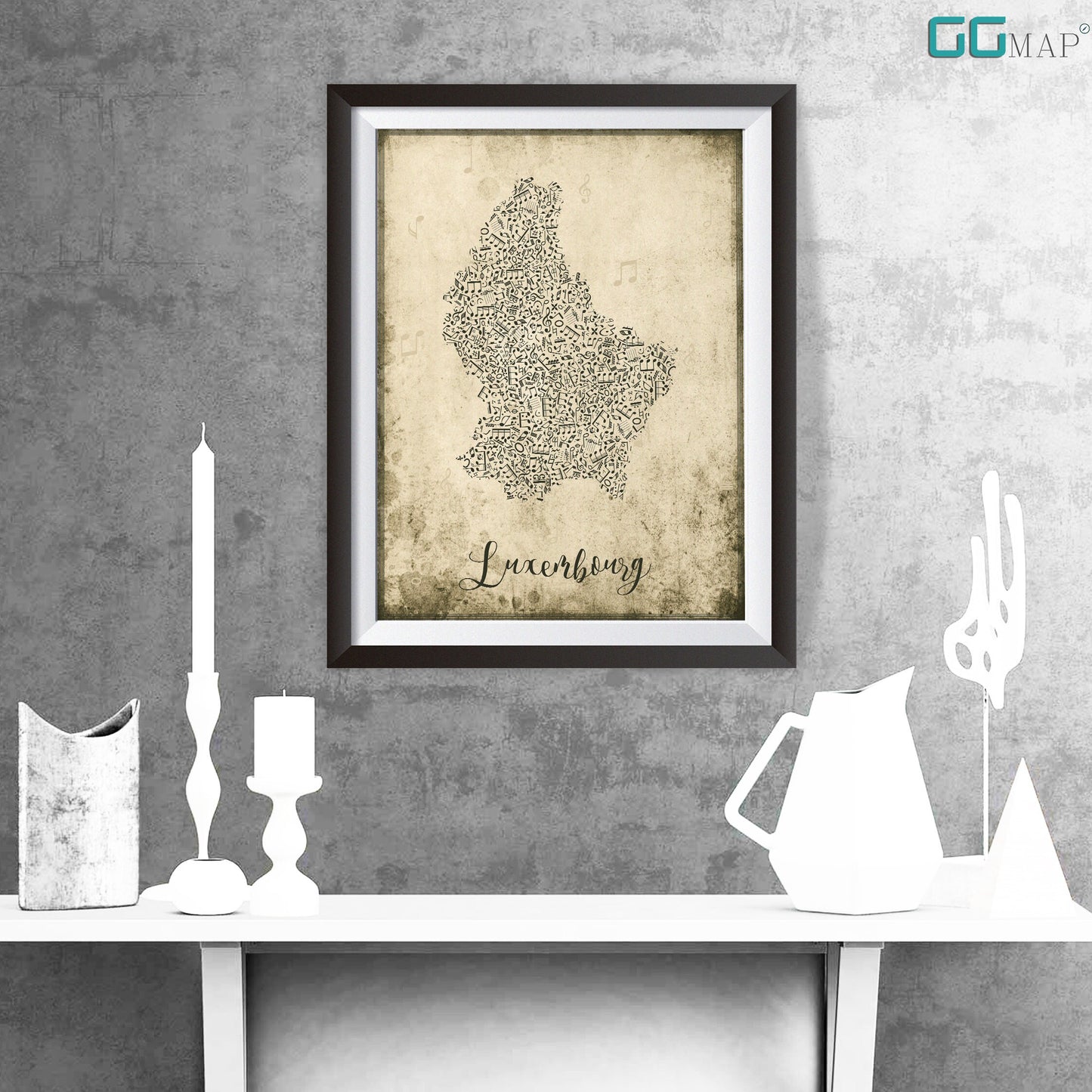 LUXEMBOURG map - Luxembourg Music map - Travel poster - Home Decor - Wall decor - Office map - Luxembourg gift - GeoGIS studio