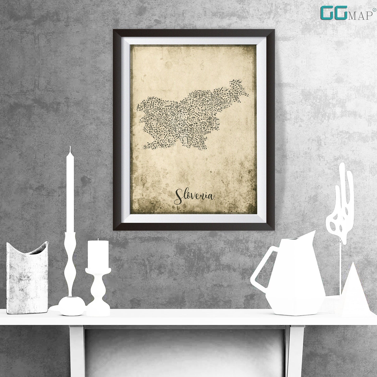 SLOVENIA map - Slovenia Music map - Travel poster - Home Decor - Wall decor - Office map - Slovenia gift - GeoGIS studio